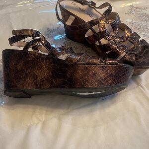 Franco Sarto Metallic Brown Strappy Sandals